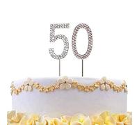 Gifts 4 All Occasions Limited SHATCHI-820 - Topper per torta con numero 50 in argento e diamante, decorazione per festa di compleanno