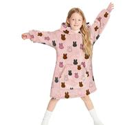 Gifts Treat Coperta con Cappuccio Oversize per Bambini Ragazze Ragazzi Felpa Invernale in Pile Sherpa con Cappuccio Pullover con Tasca per Bambini soffice Gigante Caldo, Coniglio Rosa,5-7 Anni