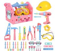 Gifts2U Cassetta Attrezzi Bambini Attrezzi Giocattolo Ragazza Giocattolo Tool Set Fingere Gioca Costruzione Strumento con Trapano Cappello Attrezzi Lavoro Regalo di Natale per Bambini 3 4 5 6 7 8 Anni