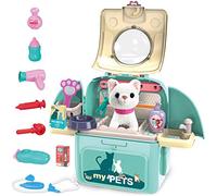 Gifts2U Giocattoli veterinari per bambini, set di giochi di ruolo per medici, educare la ragazza prendersi cura dell'animale domestico, gatto può cantare zaino giocattoli per bambini di 3 4 5 6 anni
