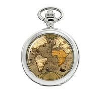 Giftshop UK Orologio da tasca con mappa del mondo antica