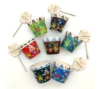 giftupstore Bomboniera per gli ospiti, 16 set di vasi per piante grasse con etichette in legno per regali di addio al nubilato, elegante bomboniera di ritorno, vaso in ceramica per bomboniere baby