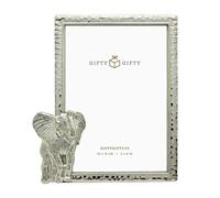 GIFTY GIFTY Cornice portafoto moderna e sottile con elefante, 10,2 x 15,2 cm, per esposizione verticale su tavoli, perfetta per decorare la casa, matrimoni, vacanze, laurea o qualsiasi foto (argento)