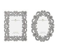 GIFTY GIFTY Set di 2 mini cornici in argento vintage, 2 x 3 pollici, per esposizione da tavolo, perfetto per decorazioni domestiche, matrimoni, lauree o foto pietra miliare
