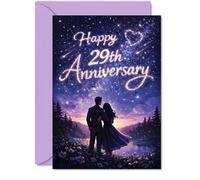 Giftzie Biglietto romantico per il 29° anniversario - Starlit Romance under a Dreamy Sky - Coppia che condivide un momento magico - perfetto per celebrare l'amore duraturo - 12,7 x 17,8 cm, busta