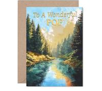 Giftzie Heartfelt - Biglietto di auguri di compleanno per pop, paesaggio panoramico di fiume e alberi, omaggio a un meraviglioso pop, perfetto per compleanni o festa del papà, formato A5, busta