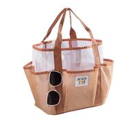 gifyym Borsa da spiaggia, grande borsa da piscina a rete, grande, multifunzionale, alla, da donna, per viaggi, palestra, vacanze, scuola, vacanze, estate, famiglia, Marrone, Refer to description