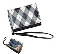 gifyym Borsa per bambini per ragazze, piccola borsa con design adorabile, con scomparti multipli per carte e design a quadri pieghevole | per regali di compleanno e feste giovani e adulti, Nero, la