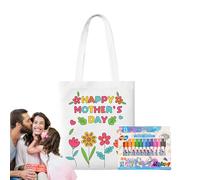 gifyym Borsa tote in tela bianca, da colorare, per la festa della mamma, con penne a vernice, attività didattiche per bambini dai 3 anni in su, per casa, aula, asilo, scuola, viaggi all'aperto, Stile
