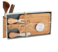 gifyym Charcuterie Brett,Charcuterie Vassoio - Tagliere quadrato in legno con posate ed etichetta di ringraziamento - per cucina appartamento inaugurazione della casa, matrimonio regalo di compleanno