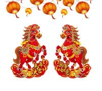 gifyym Decorazioni di Capodanno cinesi | Decorazione artigianale a forma di cavallo,2 pezzi segno porta festa rosso a parete - per casa, esterno, patio, ingresso, luogo di lavoro e