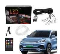 gifyym Luce ambientale a LED in fibra ottica per auto - controllo APP e voce, striscia 7 colori 8 m | decorazione interna wireless multi-zona per auto e rimorchi, materiale morbida, 25 x 15,5 x