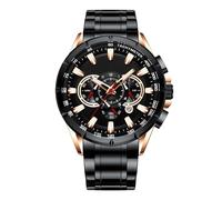 gifyym Orologi impermeabili da Uomo, Business Smart Watch per Uomini,Microseconde Chronograph Watch - Gioielli di, Data di Calendario Classico Banda Meccanica per Compleanni, Nuovo, nero e oro