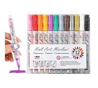 gifyym Pennelli per Smalto Unghie | Set di 12 Penne per Arte per Unghie - Marcatori per ad Asciugatura Rapida,Per Casa Salone Feste Formali Matrimonio Viaggio Manicure Festival Informale