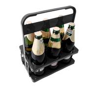 gifyym Portabevande con manico, pieghevole, a 6 fori, per la consegna, per conservare bevande con manico, per casa, campeggio, giardino, barbecue, picnic, Nero, riferimento alla descrizione