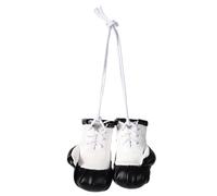 gifyym Portachiavi a forma di guantoni da boxe, ciondolo a forma di guantone da boxe, in pelle PU, ciondolo per interni auto, zaino, telefono e portafoglio, accessorio decorativo a tema sportivo, Nero