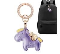 gifyym Portachiavi in pelle, accessorio alla, con ciondolo a forma di cavallo, per borsa, zaino, auto, ufficio, viaggi, vacanze, festival di primavera, adulti, bambini, ragazze e ragazzi, Viola