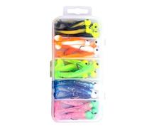 gifyym T Lere Soft Coda Esche da pesca in Silicone,Kit di esche da pesca in Silicone 25x t Coda in Silicone - Pesce che cattura attraenti plumba Hook con una scatola per il luccio