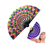gifyym Ventilatore pieghevole UV Glow Fan - Grande Bamboo Folding Clack Hand Fan | Portatile Dance Fan per donne e uomini | Belly Dance Silk Fan - Festival & Home Decorations