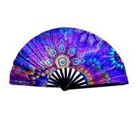 gifyym Ventilatore pieghevole UV Glow Fan - Grande Bamboo Folding Clack Hand Fan | Portatile Dance Fan per donne e uomini | Belly Dance Silk Fan - Festival & Home Decorations