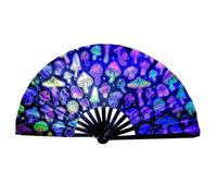 gifyym Ventilatore pieghevole UV Glow Fan - Grande Bamboo Folding Clack Hand Fan | Portatile Dance Fan per donne e uomini | Belly Dance Silk Fan - Festival & Home Decorations