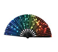 gifyym Ventilatore pieghevole UV Glow Fan - Grande Bamboo Folding Clack Hand Fan | Portatile Dance Fan per donne e uomini | Belly Dance Silk Fan - Festival & Home Decorations