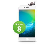GIGA Fixxoo Schermo singolo di Ricambio per iPhone 8 Apple, Display LCD Retina ad Alta Risoluzione, Touch Screen in Vetro con Fotocamera, Altoparlante & Sensore Prossimità; Guida Video Online - Bianco