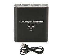 Gigabit Ethernet Splitter 1000 Mbps, 1 in 2 Out RJ45 Port Alluminum Legato Network Splitter con Cavo di Alimentazione USB, per Router per Laptop per PC