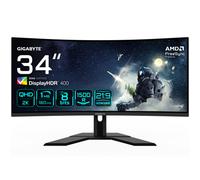 Monitor Gigabyte G34WQCP 34" WQHD Curved Gaming Monitor - 3440 x 1440 (WQHD), VA, 180Hz, 1ms, 1500R, 350 cd/m², FreeSync Premium, DisplayHDR 400, HDMI 2.0, DisplayPort 1.4, 86,4 cm (34"), 3440 x 1440
