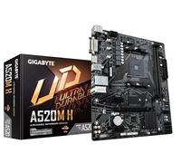 GIGABYTE Scheda madre A520M H - Supporta CPU AMD Ryzen serie 5000 AM4, VRM digitale puro 4+3 fasi, fino a 5100MHz DDR4 (OC), PCIe 3.0 x4 M.2, LAN GbE, USB 3.2 Gen 1