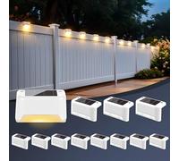 GIGALUMI 12 pezzi luce solare esterna per scale, luci solari a LED per esterni, giardino, impermeabile, luci solari per esterni, per scale, recinzioni, terrazze, cortili, viale, (bianco, bianco caldo)