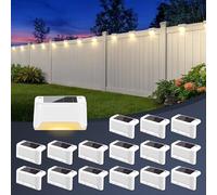 GIGALUMI 16 Pezzi Luce Solare Esterna per Scale, Luci Solari a LED per Esterni, Giardino, Impermeabile, Luci Solari per Esterni, Scale, Recinzione, Terrazza, Patio, Strada (Bianco, Bianco Caldo)