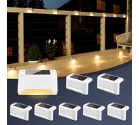 GIGALUMI 8 Pezzi Luce Solare Esterna per Scale, Luci Solari a LED per Esterni, Giardino, Impermeabile, Luci Solari per Esterni, Scale, Recinzione, Terrazza, Patio, Strada (Bianco, Bianco Caldo)