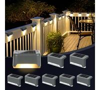 GIGALUMI 8 pezzi luce solare esterna per scale, luci solari a LED per esterni, giardino, impermeabile, luci solari per esterni, per scale, recinzioni, terrazze, cortili, vialetti, strade, (grigio