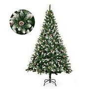 GIGALUMI - Albero di Natale artificiale pieghevole, 180cm, con neve e pigne, decorazione per interni