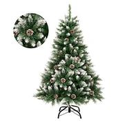 GIGALUMI Albero di Natale artificiale pieghevole da 120 cm, albero di Natale retrattile con neve e vere pigne decorazione per interni