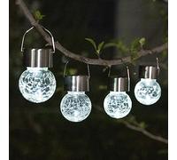 GIGALUMI Confezione da 4 luci solari da appendere, a LED, bianche, impermeabili, con manico, per giardino, cortile, patio, prato