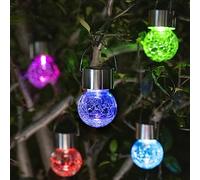 GIGALUMI Confezione da 8 luci solari per esterni, luci a sospensione per decorazione natalizia, luci solari in vetro incrinato, impermeabili, per giardino, cortile, recinzione, albero (cambia colore)