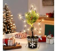 GIGALUMI Decorazione Natalizia da Tavolo, Mini Alberi di Natale con 20 Luci LED e Funzione Timer, Addobbo Natalizio per la Casa da Tavolo, Davanzale, Mensola del Camino, Forma di Stella, Bianco Caldo