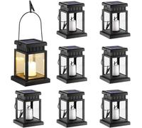 GIGALUMI Lanterna solare per appendere all'aperto, 8 pezzi, effetto candela, lampada solare per giardino, patio, prato, ponte, ombrello, tenda, decorazione del balcone - bianco caldo