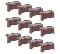 GIGALUMI LED luci solari per esterni, 12 pezzi, bianco, luci solari, illuminazione scale, impermeabile, per sentieri, cortile, patio, scale, recinzioni (Marrone)