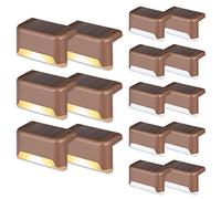 GIGALUMI LED luci solari per esterni, 16 pezzi, luci solari bianco caldo, illuminazione scale, impermeabile, per sentieri, cortile, patio, scale, recinzioni (Marrone)