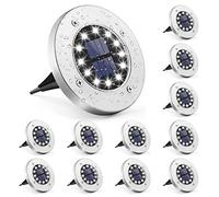 GIGALUMI Luce solare a terra 12 LED 12 pezzi Luci solari bianche da giardino Luci in acciaio inox impermeabile per esterni, giardino, patio, prato, cortile, passerella