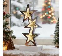 GIGALUMI Luci Natalizie LED con Effetto Infinito, Lampada Decorativa con Effetto 3D, Decorazione Natalizia per Finestre, Tavoli, Caminetti, Illuminazione per La Casa, Forma di Stella, Bianco Caldo