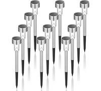 GIGALUMI Luci solari a LED per giardino all'aperto 12 pezzi Lampada solare impermeabile in acciaio inox ideale per esterni, patio, prato, giardino, cortili e sentieri