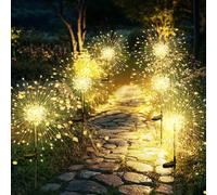 GIGALUMI Luci solari da giardino a energia solare, 120 LED, 6 pezzi, luce Starburst, impermeabile, per cortile, prato, feste, patio, matrimoni, decorazione (bianco caldo)