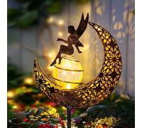 GIGALUMI Luci solari da giardino all'aperto, fata palla di vetro cracklé, luci solari, ornamenti da giardino lunari, luci solari per prato, cortile, sentiero, patio, balcone