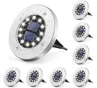 GIGALUMI luci solari da terra a 12 LED, 8 pezzi, luci a energia solare, luci da vialetto, per esterni, terrazze, prato, cortile, povero patio