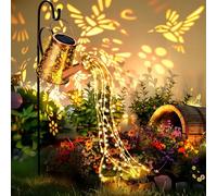 GIGALUMI - Luci solari per annaffiatoi da giardino esterni, ornamenti impermeabili in metallo con luci a filo, lanterna solare sospesa con staffa per cortile, prato, viale, terrazzo (Cocinella)