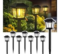 GIGALUMI Luci Solari per Sentieri 8 Pack Luci Solari, Luce di Sentiero Impermeabile per Giardino Cortile Patio Prato Portico Passerella Cortile Marciapiede (Bianco Caldo)